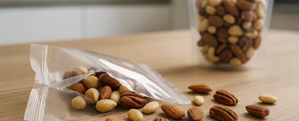 Zakje noten bij minder plastic